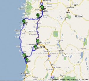 Redwoods trip route The route we took
